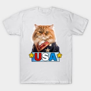 Patriotic Ginger Persian Cat T-Shirt